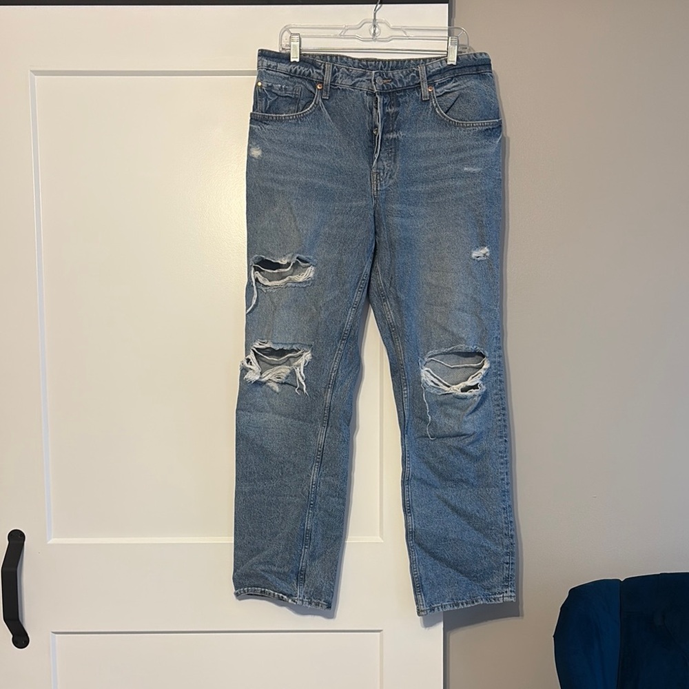 H&M Blue Straight Leg Jeans for Women